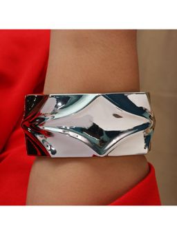 ARVINO - Silver Twist Openable Cuff Silver Bangle