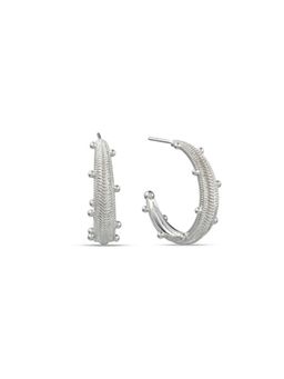 ARVINO - Silver Finish Dew Drop Chevron Hoops