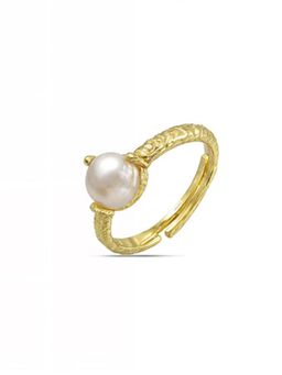 ARVINO - Pearl Embrace 92.5 Sterling Silver Gold Ring