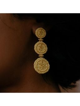 ARVINO - Serpent Embossed Triple Coin Earrings