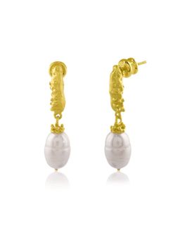 ARVINO - Pebbled Pearl 92.5 Sterling Silver Drop Earrings