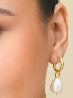 ARVINO - Rustic Pearl 92.5 Sterling Silver Drop Hoops