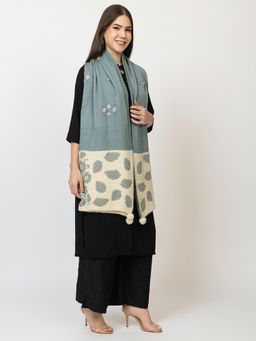 STADO - The Blue Ivory Floral Woollen Shawl