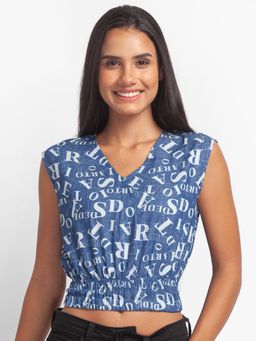Globus - Blue Printed Top