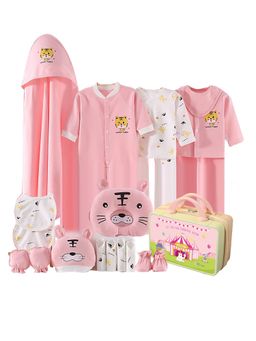 Little Surprise Box - Pink Tiger Newborn Baby All Season Wear Gift Hamper With Suitcase (0-6Months)