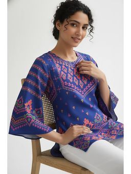 THREE-THREE - Women Blue Ethnic Printed Top