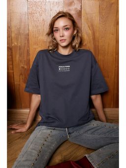 Bonkers Corner - Adulthood Error Crew Neck Oversized Grey T-Shirt