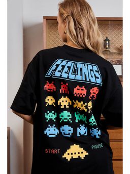 Bonkers Corner - Arcade Feelings Black Oversized Black T-Shirt