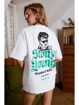 Bonkers Corner - Wake N Bake Oversized White T-Shirt