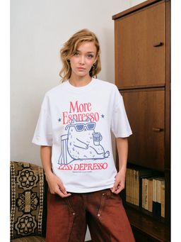 Bonkers Corner - Espresso Depresso Oversized White T-Shirt