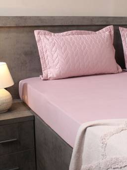 House of Owlet - Pink Solid 400TC Super King Bedsheet with 2 Pillow Covers
