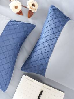 House of Owlet - Steel Blue Solid Super King Bedsheet With 2 Pillow Covers