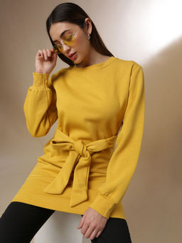 PINACOLADA - Mustard Women Solid Long Winter Dresses
