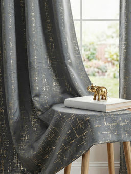 Urban Space - Blackout Curtains for Window with Eyelets & Tieback, 1 Piece - Sparkle Dark Grey (5 x 4)