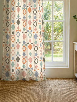 Urban Space - 100% Boho Cotton Curtain with Tieback & Eyelets Polaris