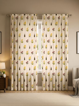 Urban Space - White Cotton Curtains with Rod Pocket (Pack Of 2)