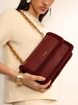 Kazo - Women Maroon Glace Pouf Crossbody Sling Bag (S)