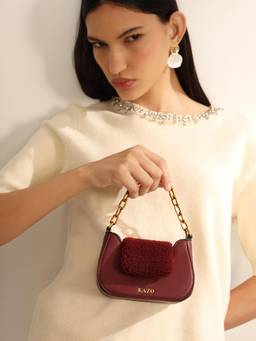 Kazo - Women Plush Maroon Mini Bag (S)