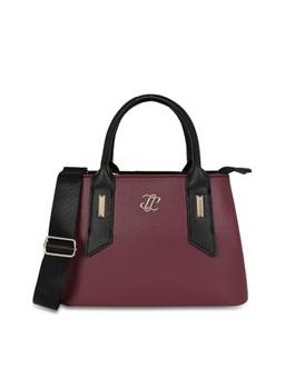 Lavie Signature - Women Maroon Canadian Satchel Bag with Detachable Strap (M)