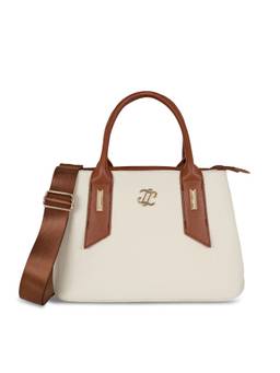 Lavie Signature - Women Woman Off White Satchel Bag with Detachable Strap (M)