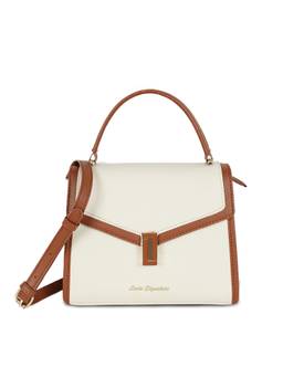 Lavie Signature - Women Ventura Off White Satchel Bag with Detachable Strap (M)