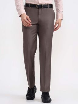JadeBlue - Men Brown Printed Formal Trouser