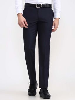 JadeBlue - Men Blue Solid Formal Trouser