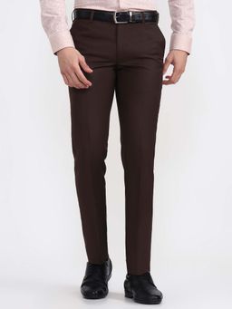 JadeBlue - Super Luxe Brown Slim Fit Formal Trouser