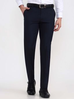JadeBlue - Men Blue Solid Formal Trouser