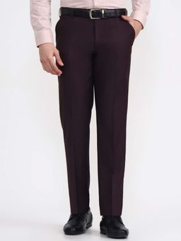 JadeBlue - Men Wine Terry Rayon Formal Trouser