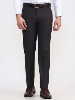 JadeBlue - Men Black Poly Viscose Formal Trouser