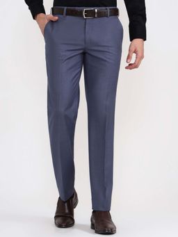 JadeBlue - Men Raw Blue Solid Formal Trouser