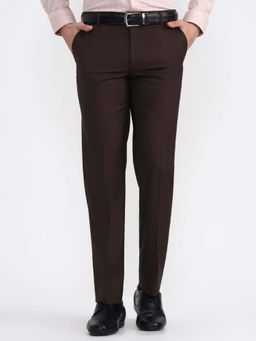 JadeBlue - Men Olive Brown Formal Trouser