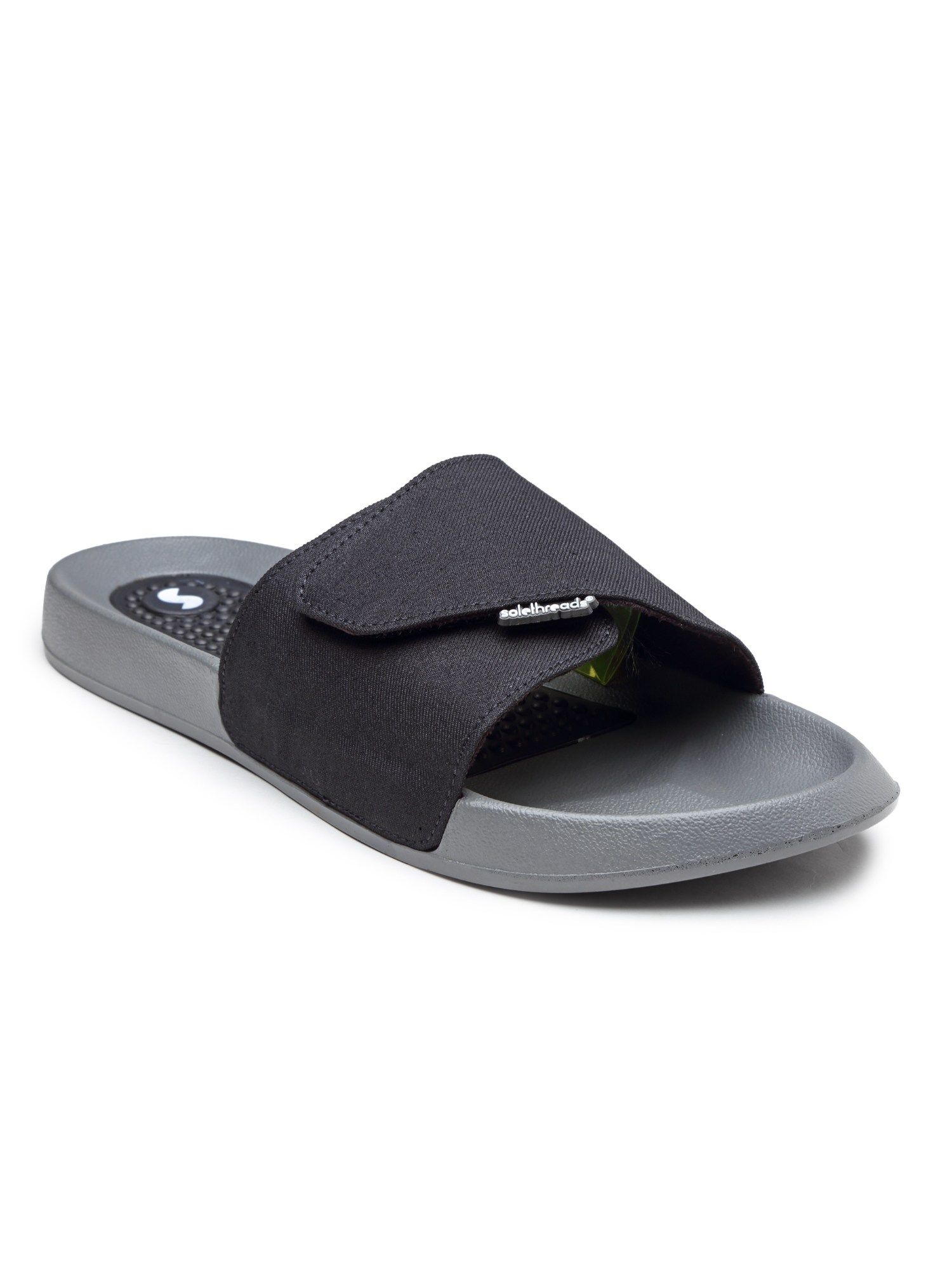 Buy SOLETHREADS Denim Slides Grey Solid 
