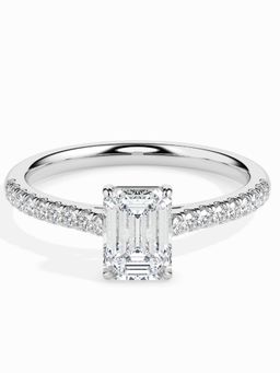 EMORI - Emerald Cut Solitaire Ring in 18KT Gold | Authentic & Certified Lab Diamonds