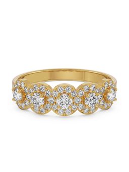 EMORI - Five Stone Solitaire Halo Ring in 18KT Gold | Authentic & Certified Lab Diamonds