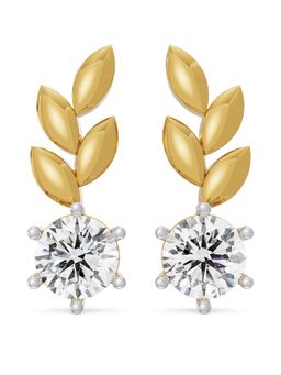 EMORI - Leafy Solitaire Earring in 14KT Gold | Authentic & Certified Lab Diamonds