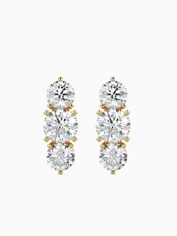 EMORI - Three Stone Earring in 18KT Gold | Authentic & Certified Lab Diamonds