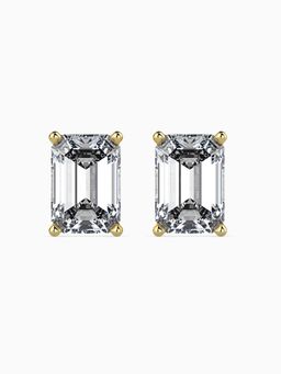 EMORI - Emerald Solitaire Earring in 18KT Gold | Authentic & Certified Lab Diamonds