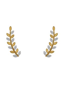 EMORI - Leafy Luxe Earring in 18KT Gold | Authentic & Certified Lab Diamonds
