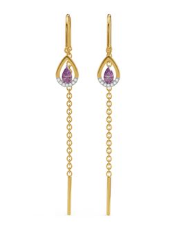 EMORI - Purple Gemstone Suidhaga Earring in 14KT Gold | Authentic & Certified Lab Diamonds