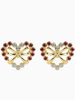 EMORI - Bow and Heart Stud in 18KT Gold | Authentic & Certified Lab Diamonds