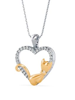 EMORI - Whiskered Love Cat Pendant in 14KT Gold | Authentic & Certified Lab Diamonds