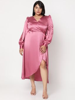 MISH - Curves By MISH Pintucks Style Mid Length Dress