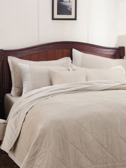 Maspar - Cotsmere Muted Dot 120 GSM Cotton Yarn Dyed Texture Beige Double Quilt (Set of 8)