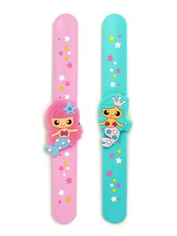 EL REGALO - Kids Bracelets Unisex Colors and Designs Fun Slapbands Pink and Blue (Set of 2)