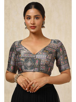 Soch - Women Grey Woven Stitched Blouse