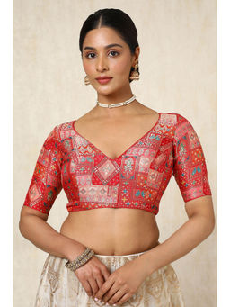 Soch - Women Red Woven Stitched Blouse