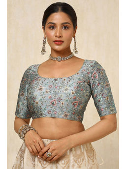 Soch - Women Grey Floral Stitched Blouse