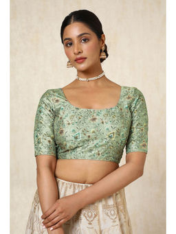 Soch - Women Olive Floral Stitched Blouse